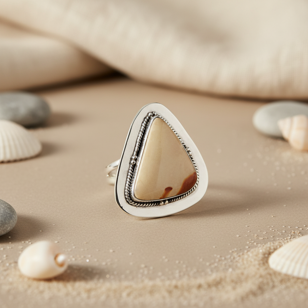 925 Silver Jasper Stone Ring for Women | Statement Jewelry