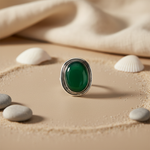 Load image into Gallery viewer, Silver Green Onyx Oval Ring for Women | Gemstone Jewelry
