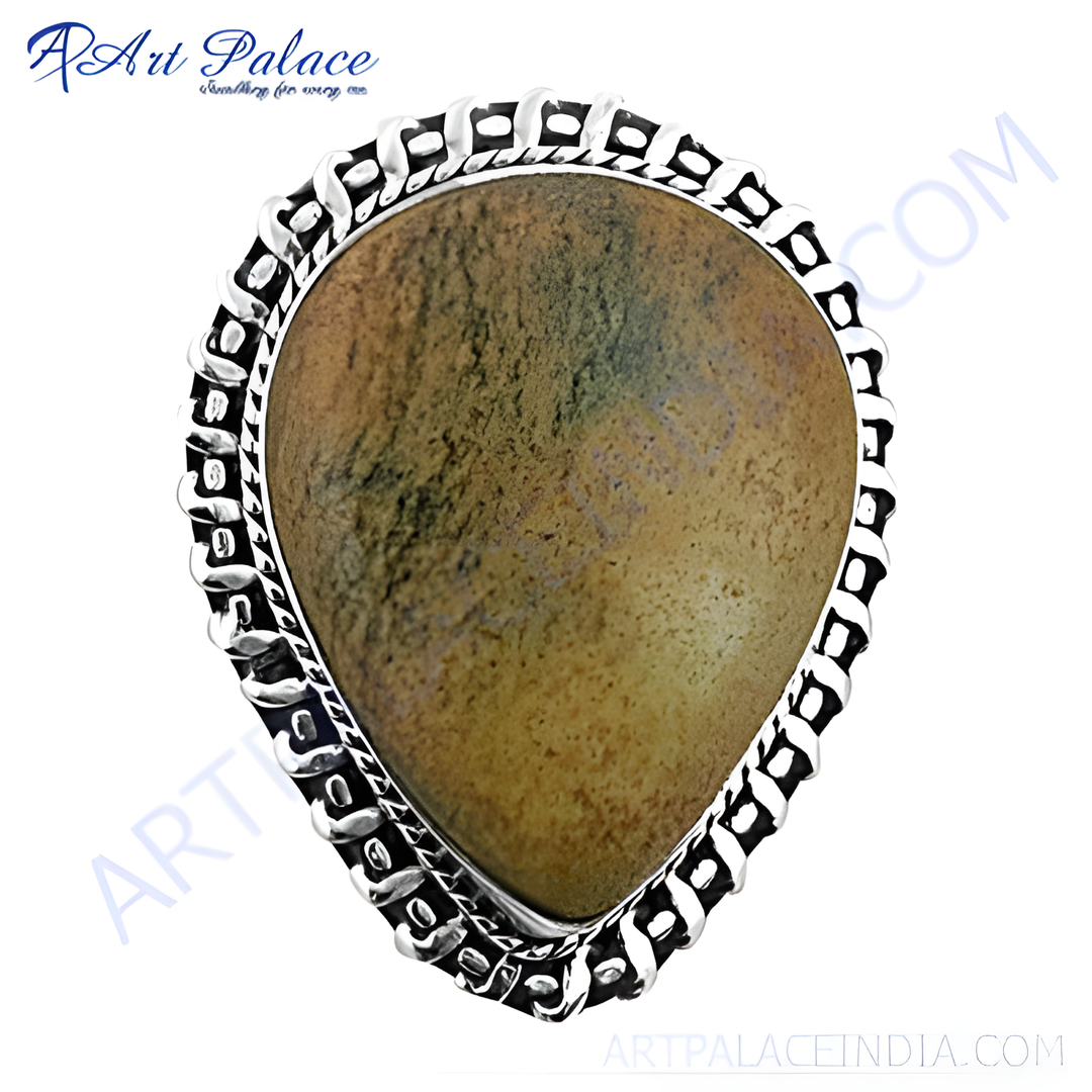 Sterling silver gemstone ring with a unique silver design, perfect as a gift