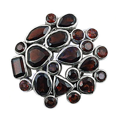 Garnet Cluster Ring in 925 Silver for Women | Statement Jewelry