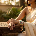 Load image into Gallery viewer, Silver Flower Ring with Red and Blue Gemstones | Women's Jewelry
