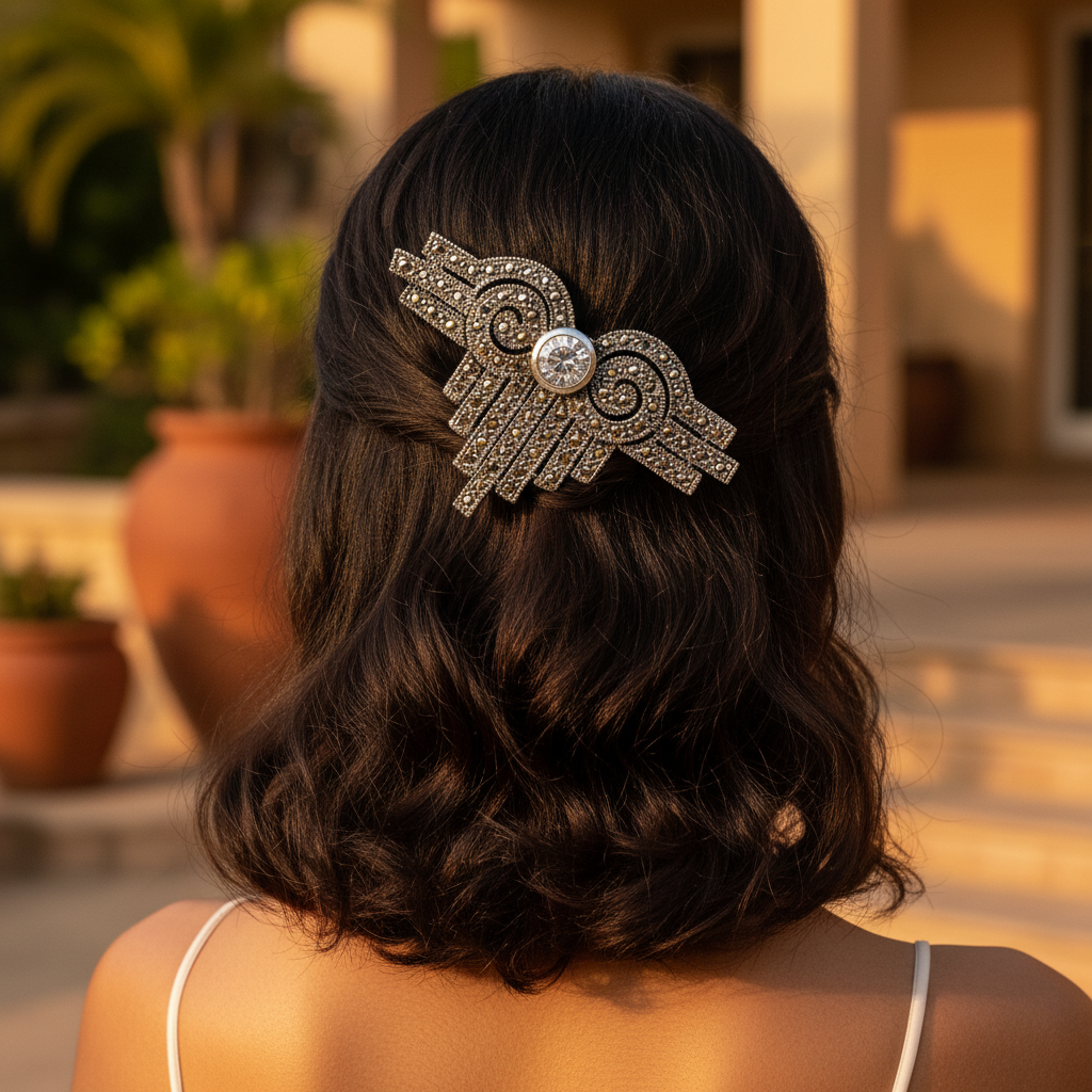 925 silver marcasite brooch | art deco jewelry for women