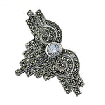 Load image into Gallery viewer, 925 Silver Marcasite Brooch | Art Deco Jewelry for Women
