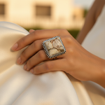 Load image into Gallery viewer, 925 Silver Jasper Stone Ring for Women | Square Stone Jewelry
