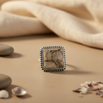 将图像加载到图库查看器中， 925 Silver Jasper Stone Ring for Women | Square Stone Jewelry
