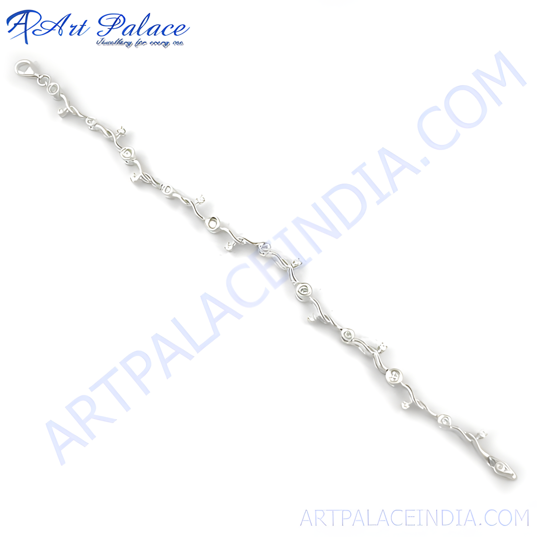 925 Sterling Silver Vine Design Bracelet with intricate details and a secure clasp.