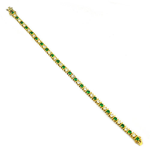 Emerald & Diamond Tennis Bracelet | gold plating Finish | Women's Jewelry