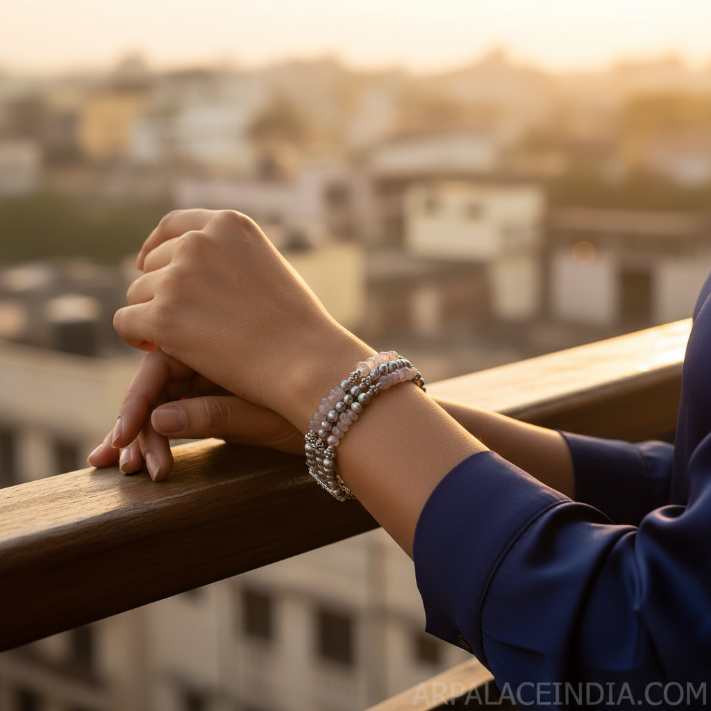 925 Silver Pearl & Rose Quartz Bracelet for Women | Gift