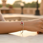 Load image into Gallery viewer, Tobillera de plata con piedras preciosas rojas | Joyería delicada para mujer
