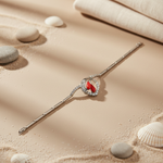 Load image into Gallery viewer, Silver Anklet with Red Gemstones | Women's Delicate Jewelry
