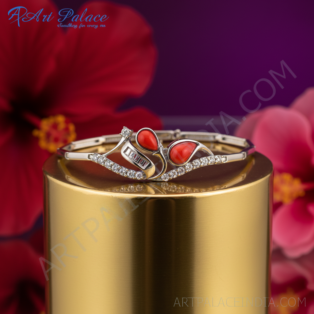 女士银珊瑚手链 | 银饰礼品