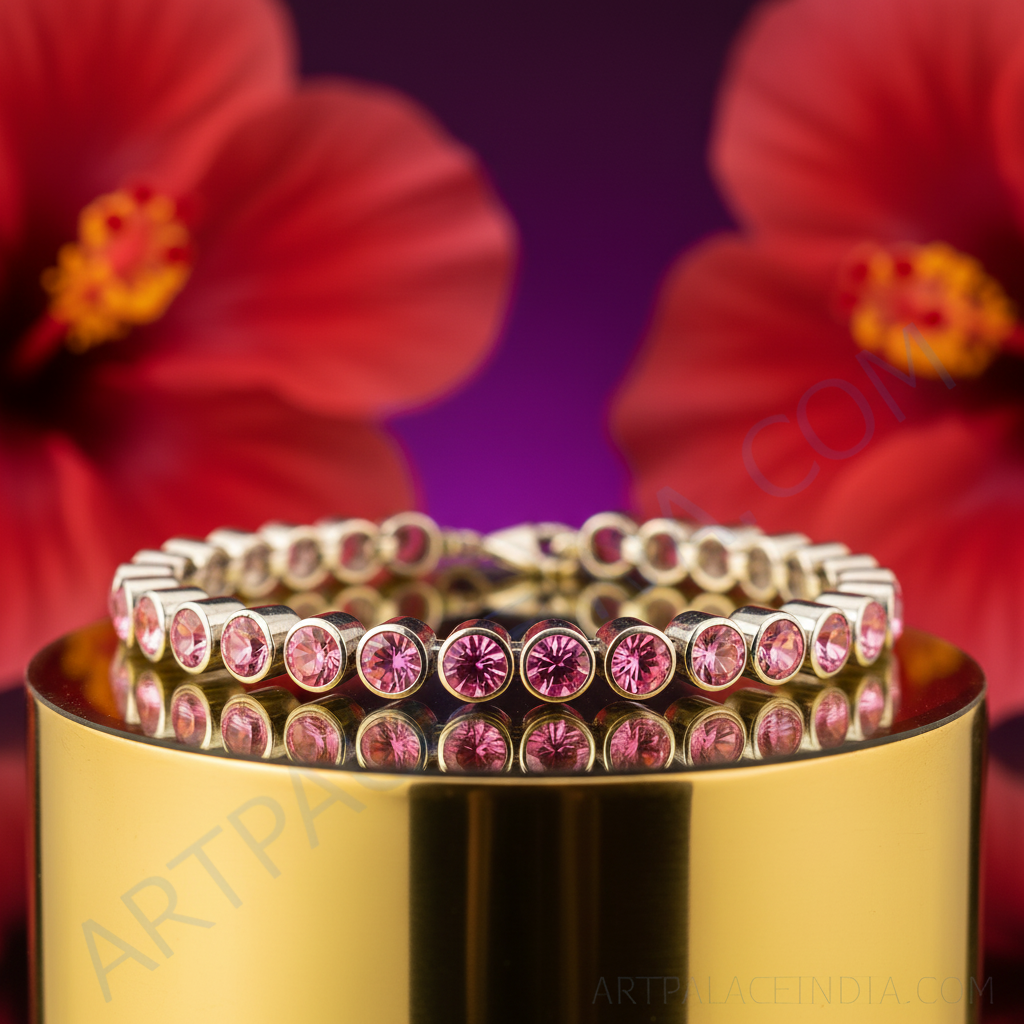 Silver Pink Gemstone Bracelet for Women | Daily Wear Gift