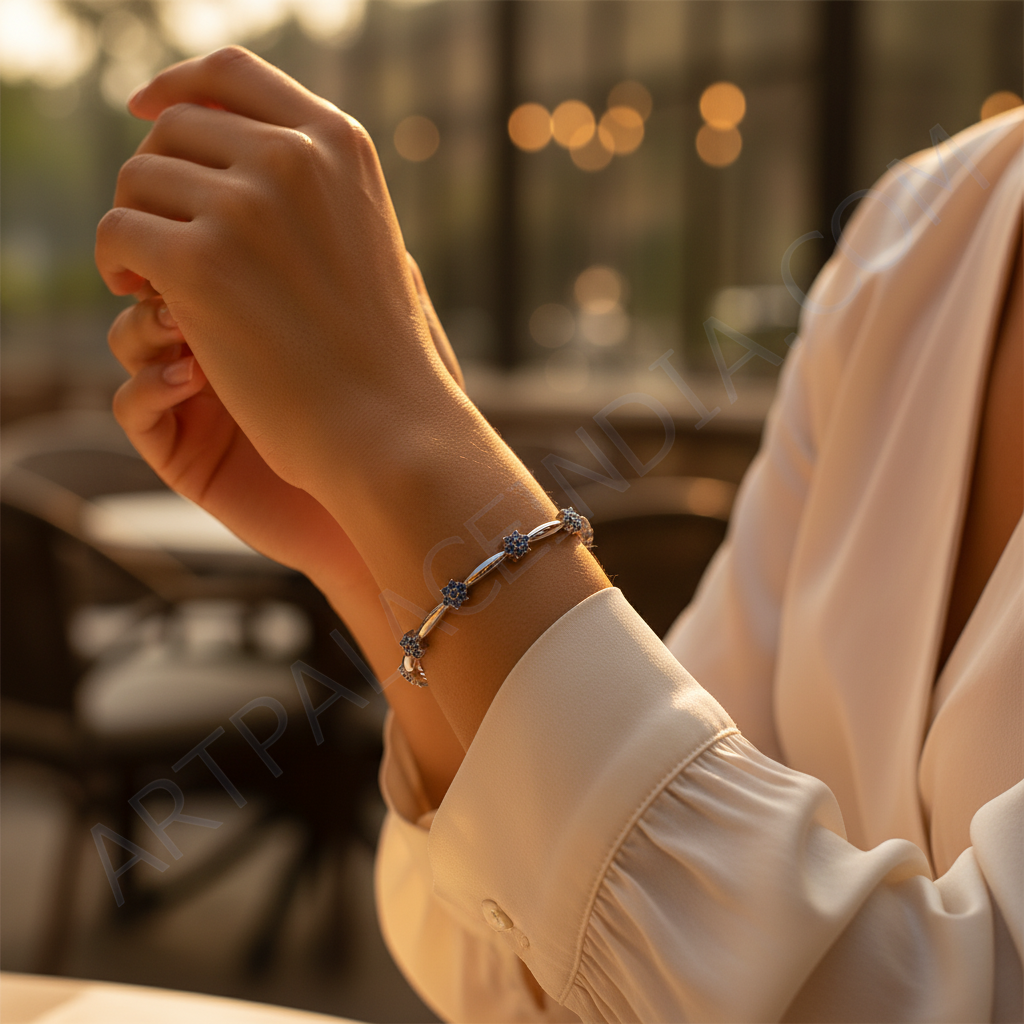 银蓝色宝石手链（女士款）| 时尚首饰