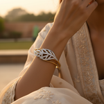 Load image into Gallery viewer, gold plating Leaf Bangle Bracelet with CZ | Women&#39;s Fashion Jewelry
