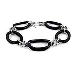 Load image into Gallery viewer, Silver and Black Oval Link Bracelet | Women's Fashion Jewelry
