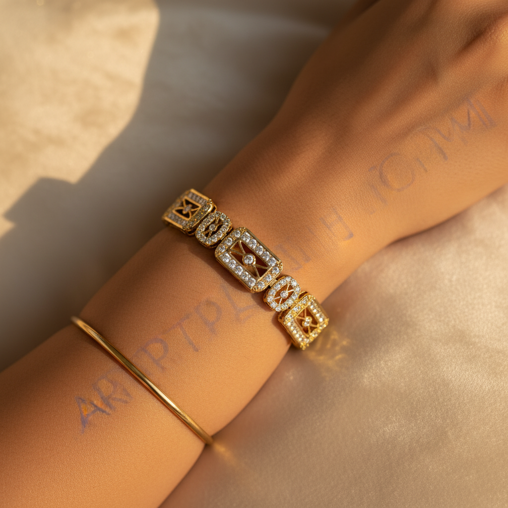 Pulsera de circonitas doradas para mujer | Joyería de fiesta