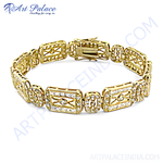 Load image into Gallery viewer, gold plating plated zirconia chain bracelet, luxury party wear women&#39;s jewelry, sparkling gemstones, secure clasp.

