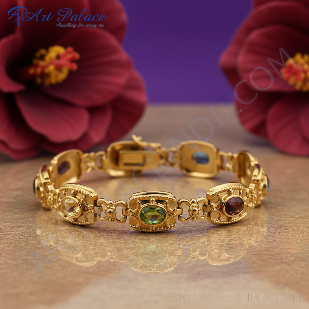 Gold gemstone bracelet for women | luxury jewelry