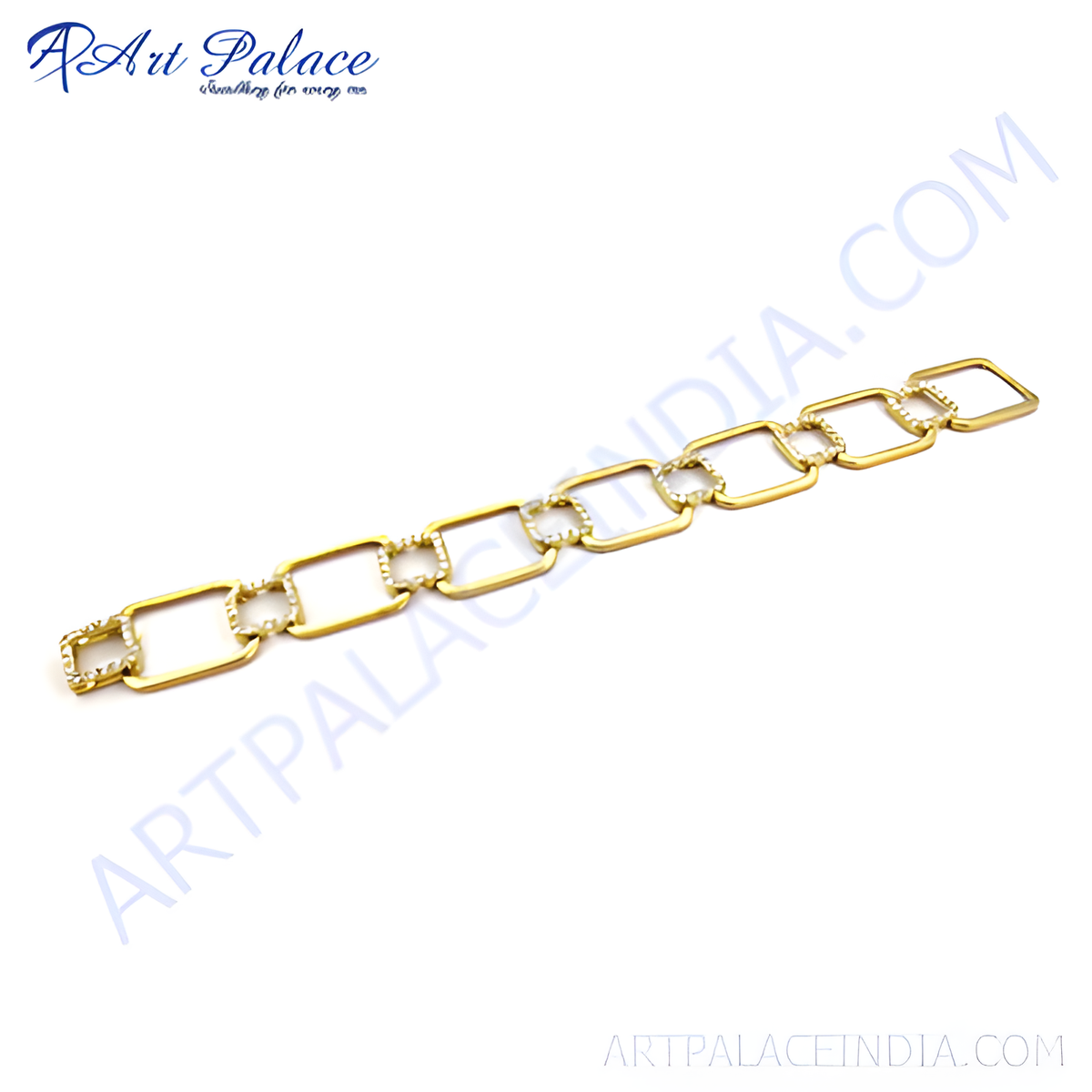 Gold chain link bracelet with rectangular links, a beautiful piece of gold jewelry for women