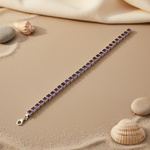 Load image into Gallery viewer, Silver Amethyst Square Bracelet for Women | Gift Jewelry
