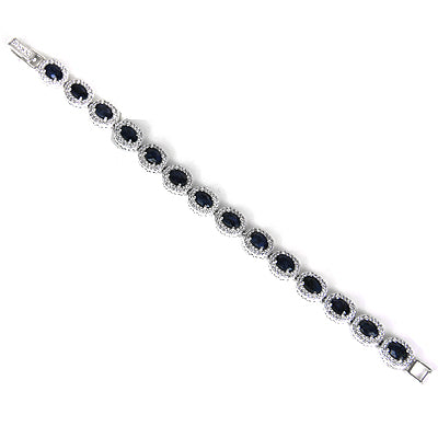 Silver Sapphire Bracelet | Oval Stone Bracelet | Women's Jewelry