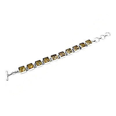925 Silver Citrine Bracelet | Women's Square Gemstone Jewelry
