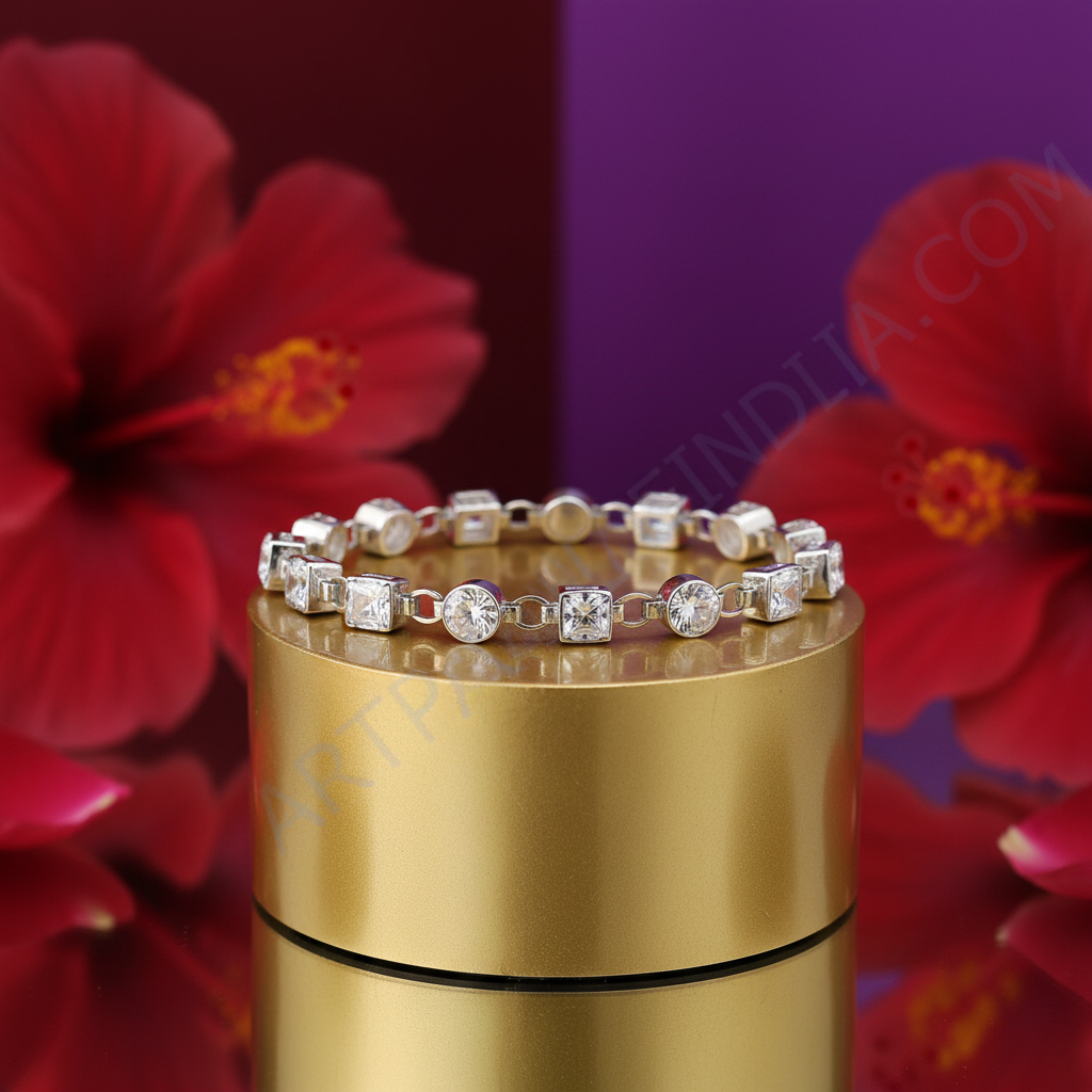 Pulsera de plata con circonitas cúbicas | joyería elegante para mujer