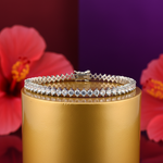 将图像加载到图库查看器中， 女士银手链，镶嵌白色宝石 | 网球手链
