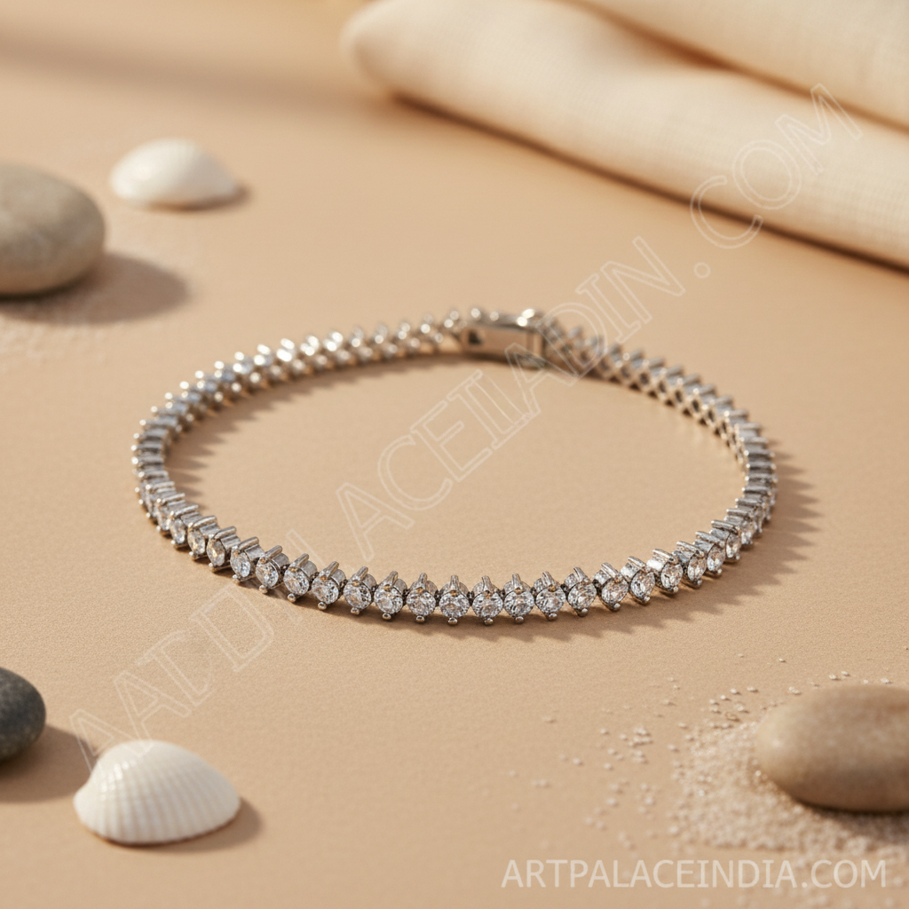 Silver Bracelet with White Gemstones for Women | Tennis Bracelet