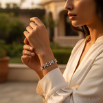 将图像加载到图库查看器中， 女士银色立方氧化锆花朵手链 | 派对服饰
