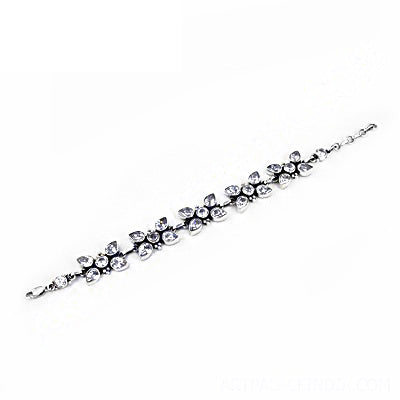 Silver Cubic Zirconia Flower Bracelet for Women | Party Wear