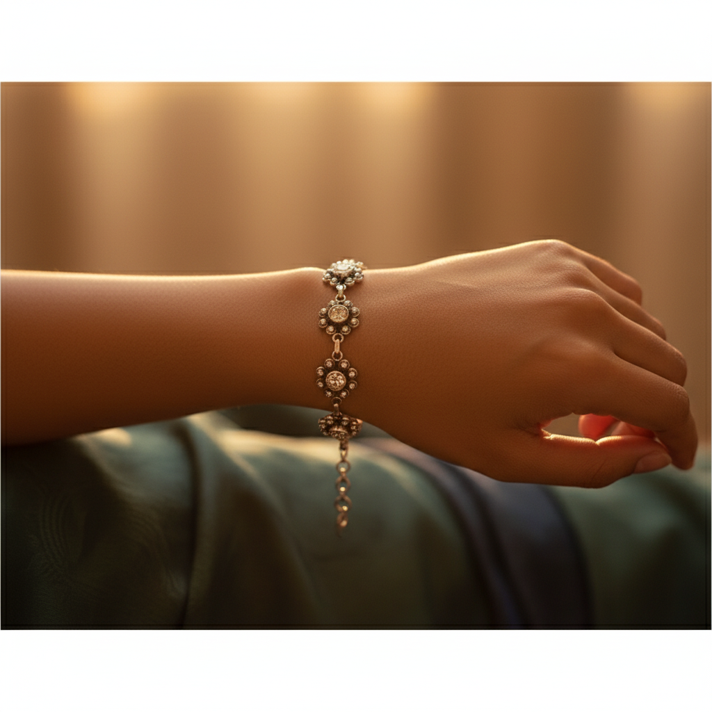 925 silver floral bracelet for women | rhinestone jewelry gift