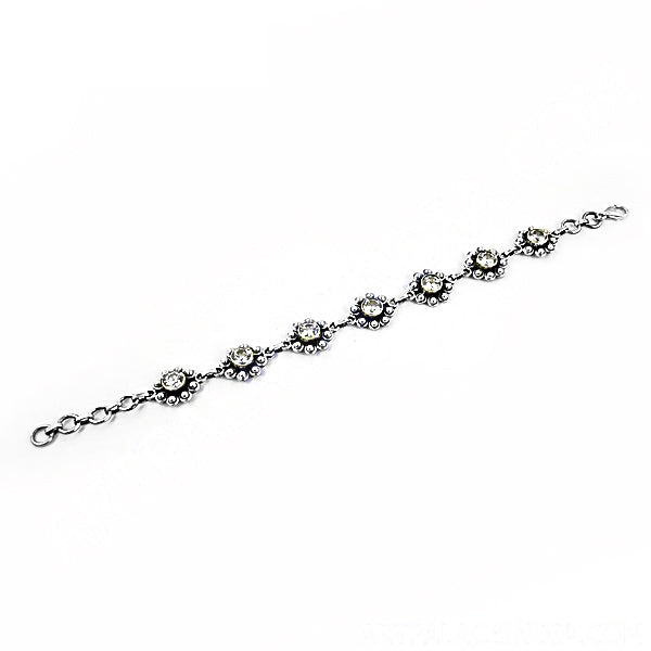 925 Silver Floral Bracelet for Women | Rhinestone Jewelry Gift