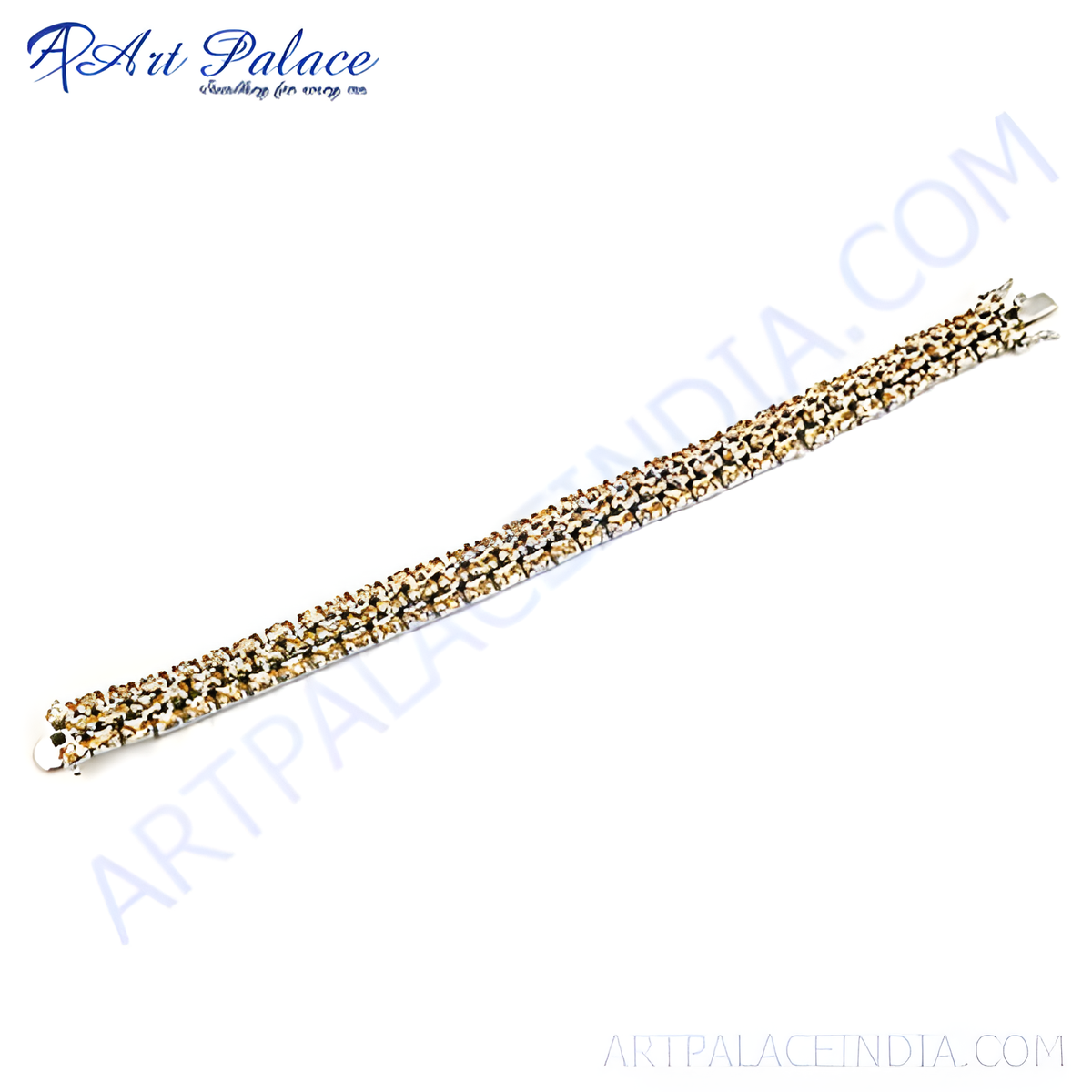 Gold tone stone studded chain bracelet, featuring sparkling stones, perfect for adding elegance to any outfit