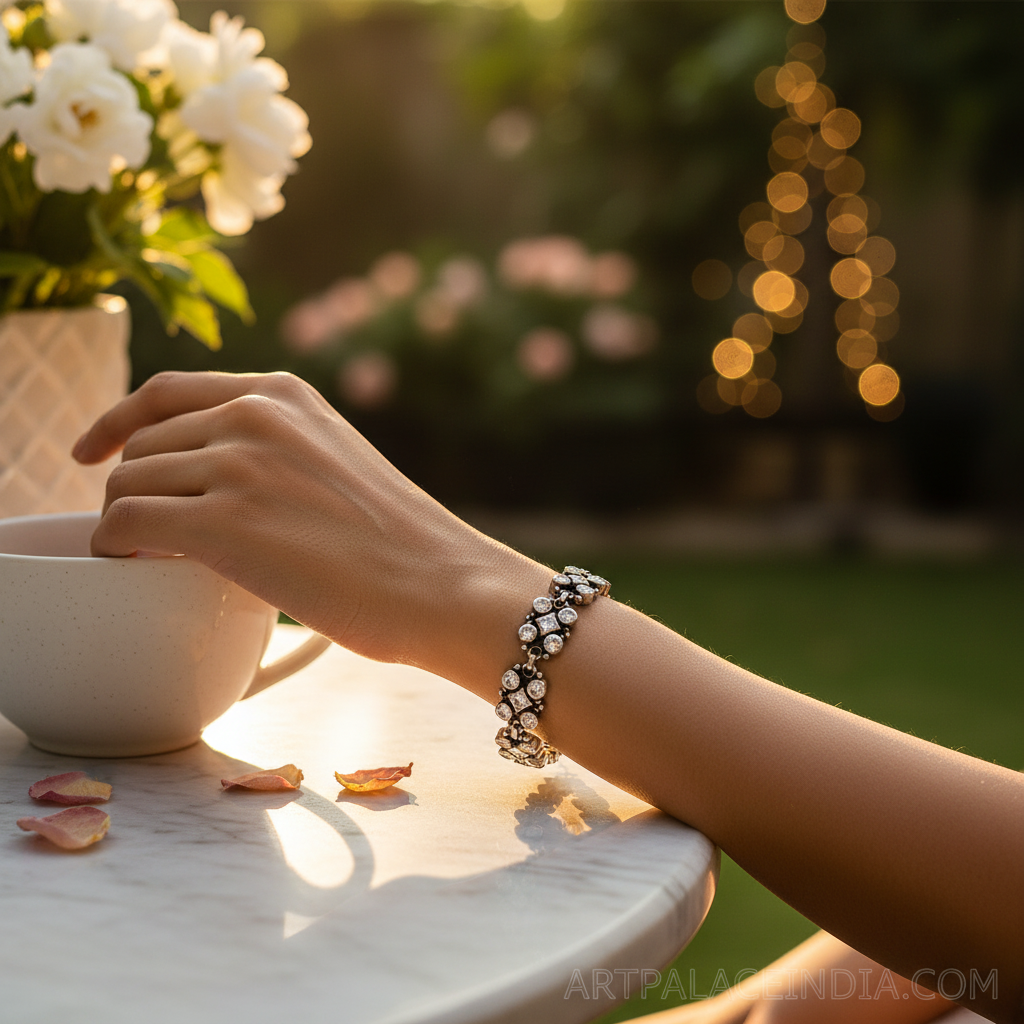 Silver cubic zirconia bracelet for women | party wear jewelry