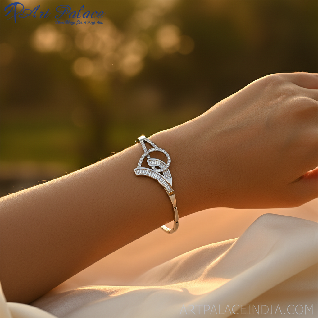 Pulsera de plata con diamantes para mujer | regalo elegante