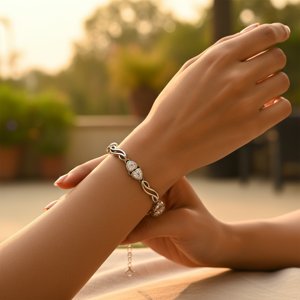 925纯银心形手链，女士款 | 精致珠宝礼品