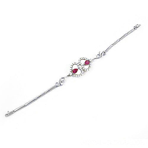 Silver Ruby Bracelet | Heart Gemstone Bracelet for Women