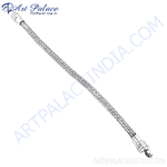 将图像加载到图库查看器中， Sterling silver braided anklet for women, featuring a secure clasp and classic design
