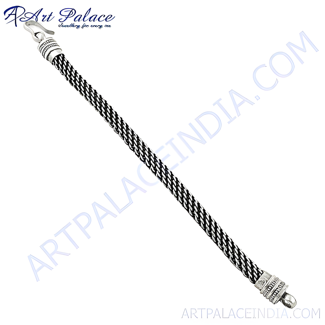 925 sterling silver braided chain bracelet for men and women. Daily wear jewelry.