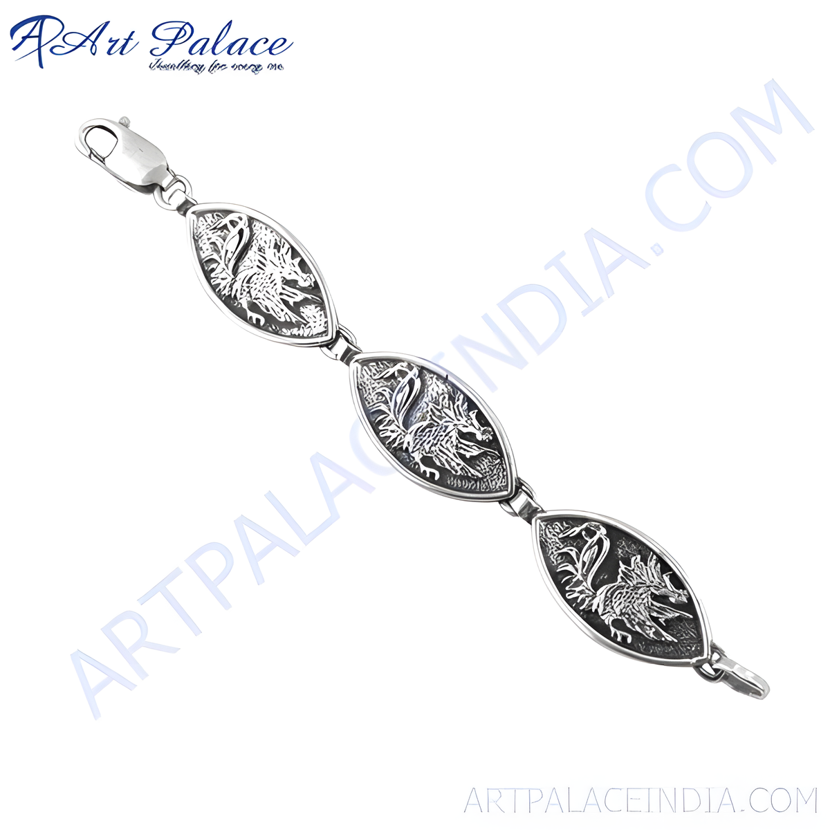 Sterling silver dragon design chain bracelet for women