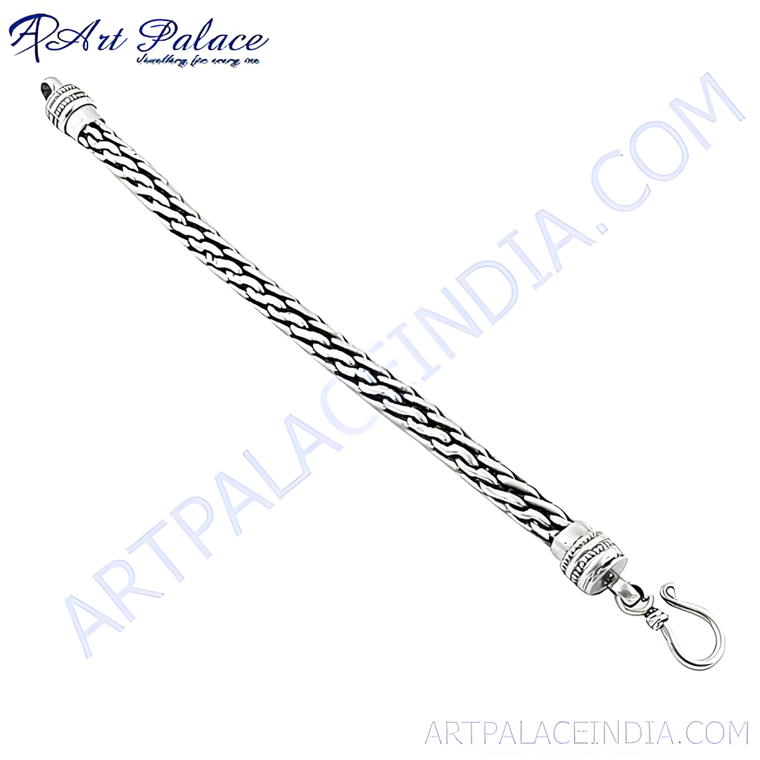 925 sterling silver braided chain bracelet with hook clasp. Simple, elegant, for women.