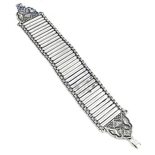 Silver Rectangular Link Bracelet | Art Deco Design for Women