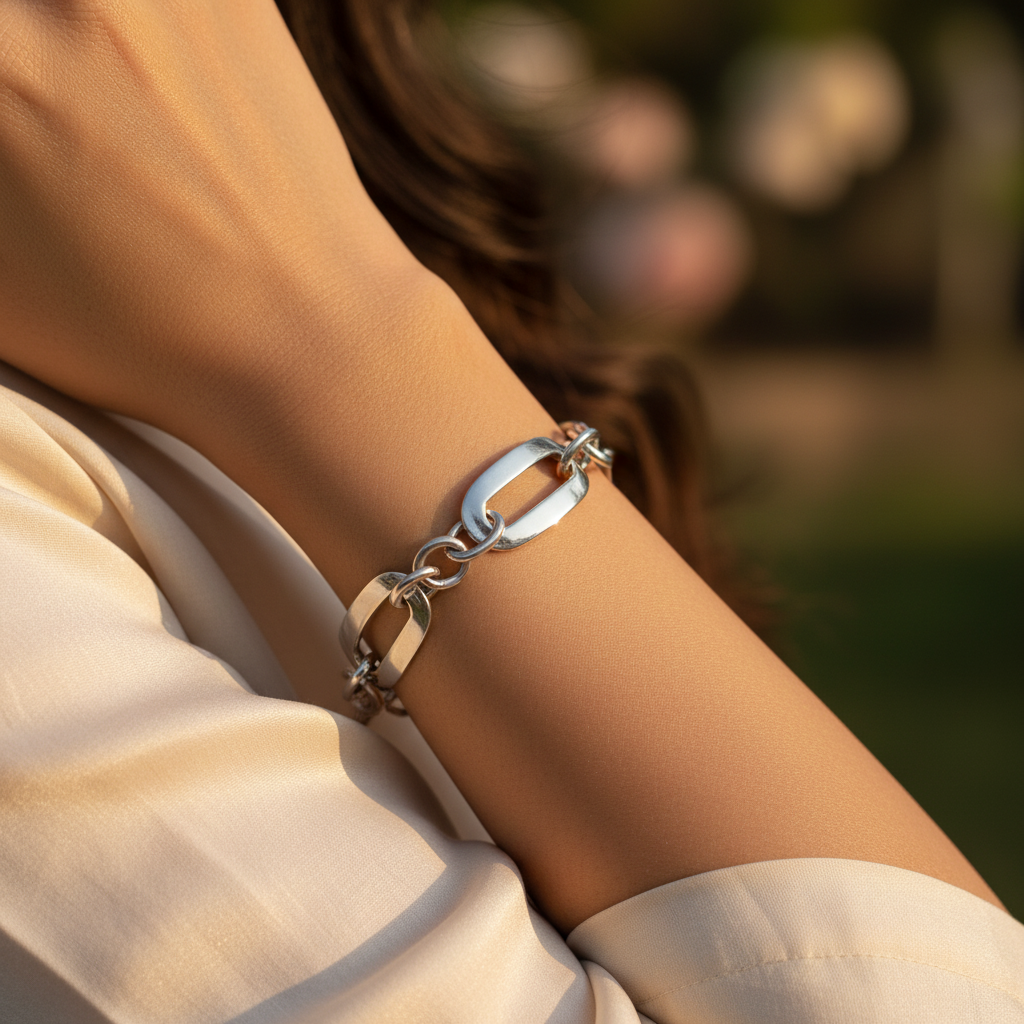 925 sterling silver link bracelet for women | gift jewelry