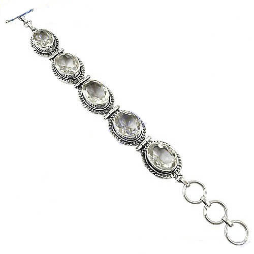 925 Silver Quartz Bracelet for Women | Oval Gemstone Jewelry