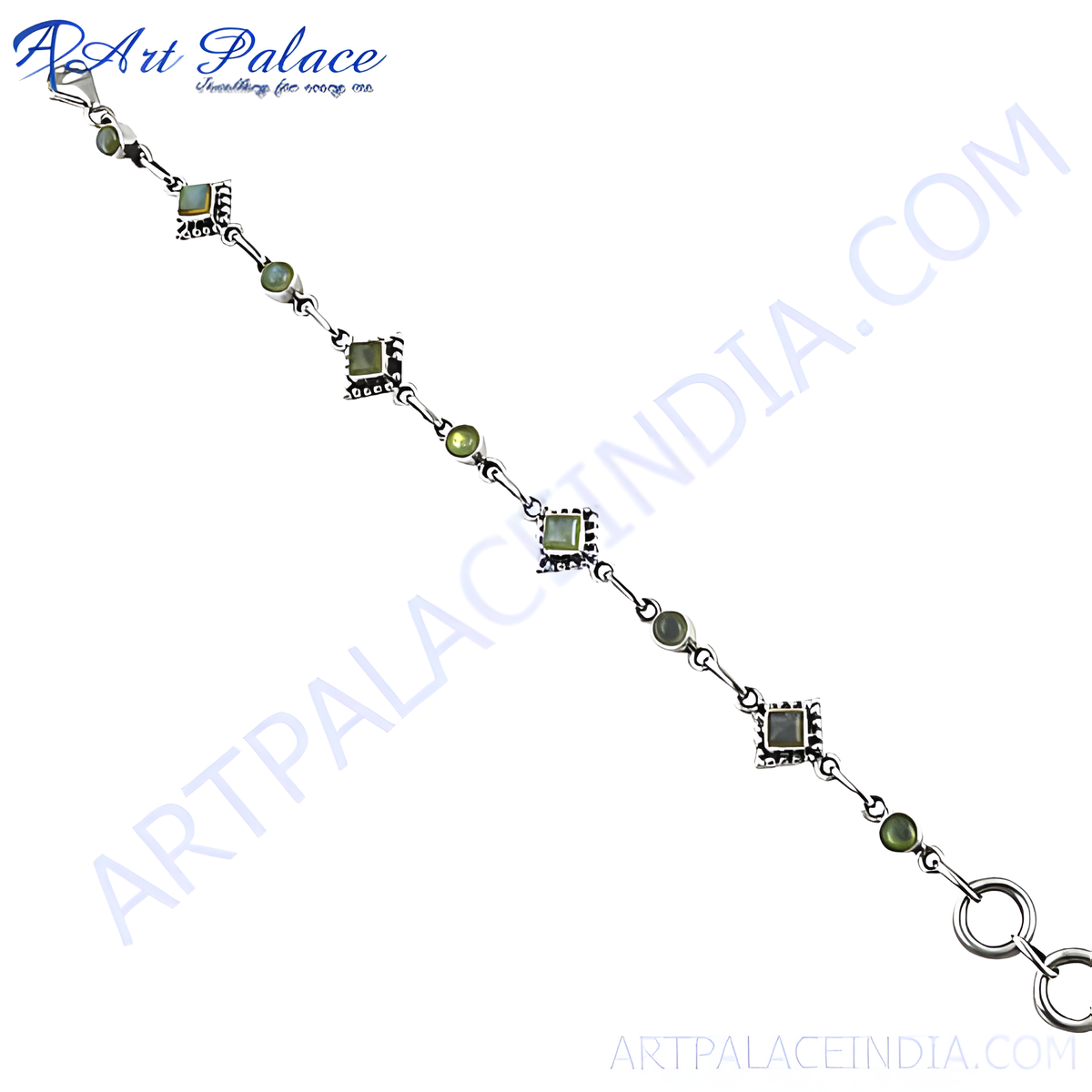 925 sterling silver peridot bracelet with green gemstones and delicate design