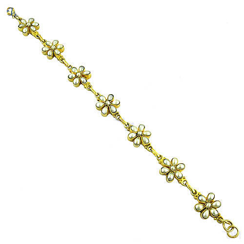gold plating Floral Pearl Bracelet | Women's Elegant Jewelry Gift