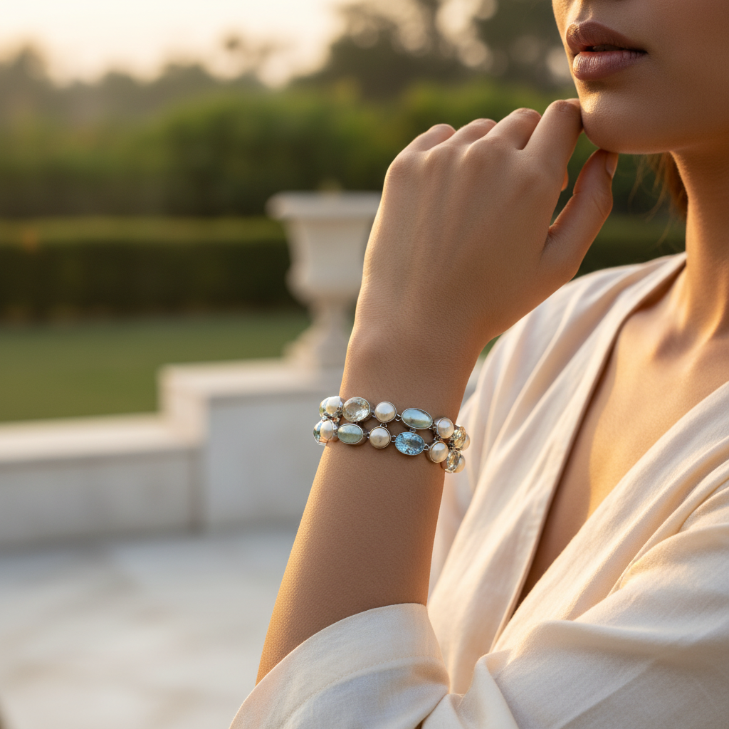 Pulsera de plata 925 con piedras preciosas para mujer | Joyería con estilo