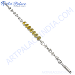 Load image into Gallery viewer, 925 sterling silver chain bracelet featuring a row of yellow gemstones, elegant design
