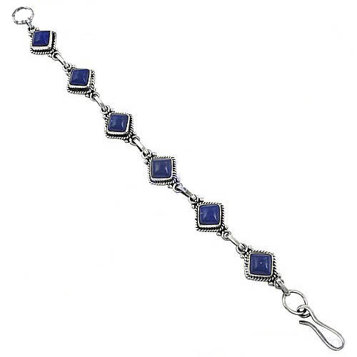 925 Sterling Silver Blue Gemstone Bracelet for Women